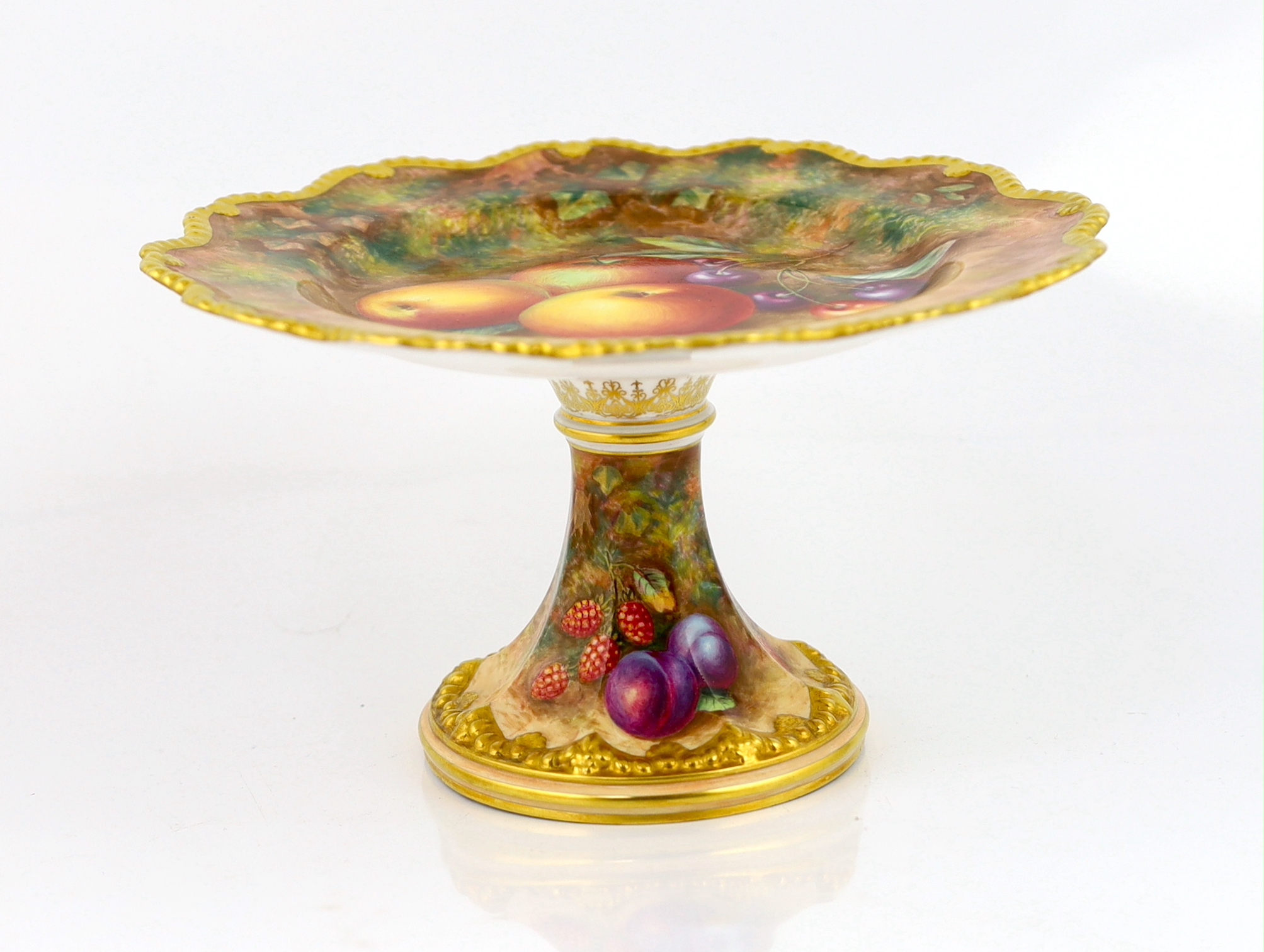 A Royal Worcester fruit painted comport, by H. Ayrton, 1960s